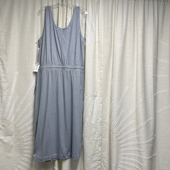NWT Haven Well/Talbots Navy/white stripe maxi dress drawstring waist pockets - Picture 2 of 2